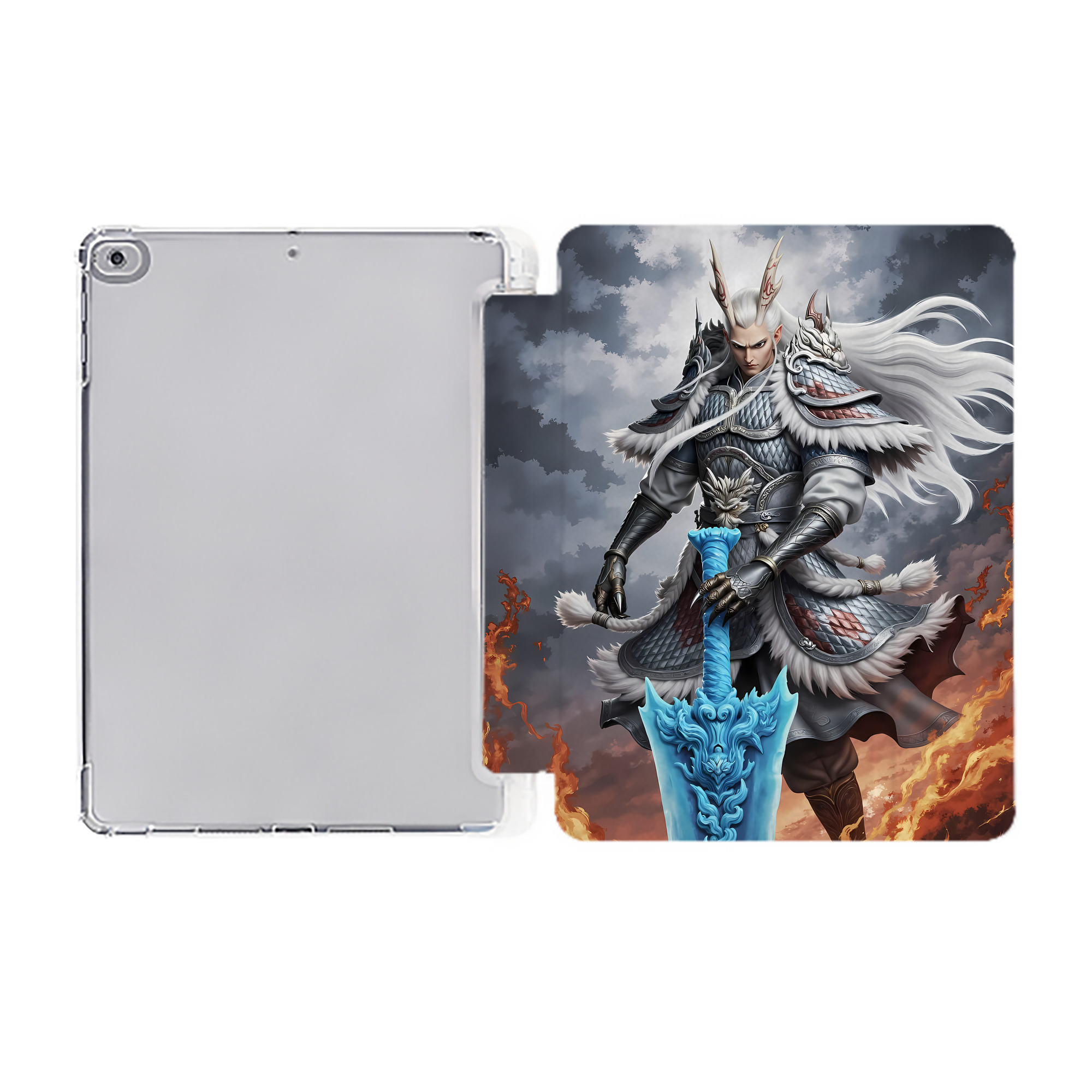 （画像用） Ne Zha 2 ナタ 魔童の大暴れ IPad ケース ペン収納付き 三つ折りスタンド PUレザー×シリコン 対応機種9.5/10.5/10.9インチ